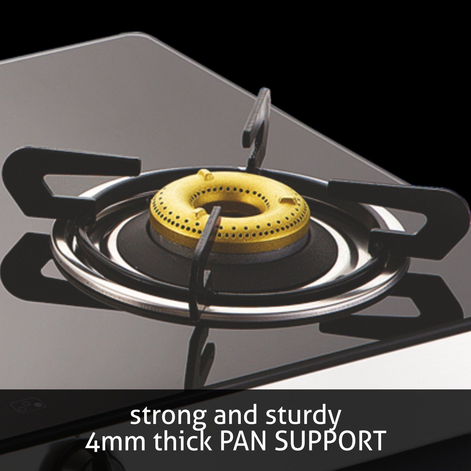 Glen 1042 GT FB Toughened Glass Top 4 Burner Manual Gas Stove (360 Degree Revolving Nozzle, Silver)_4