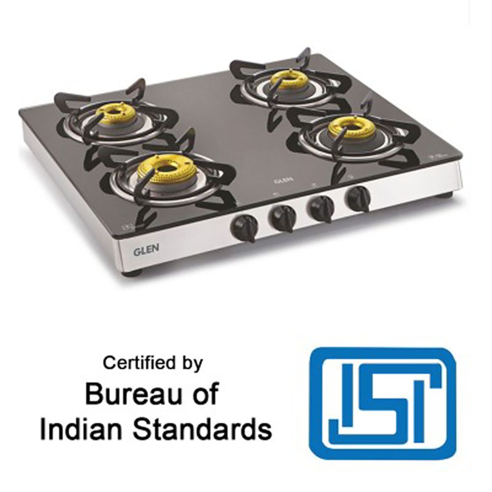 Glen 1042 GT FB Toughened Glass Top 4 Burner Manual Gas Stove (360 Degree Revolving Nozzle, Silver)_9