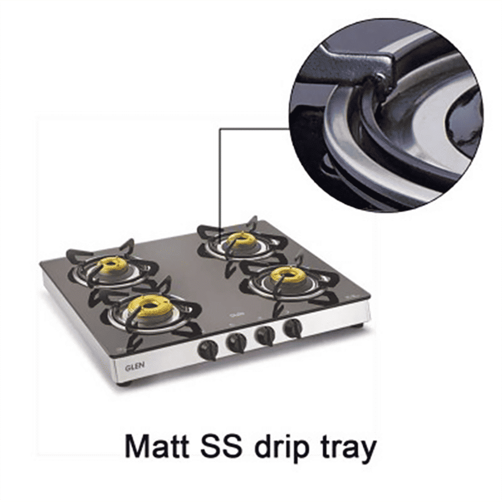 Glen 1042 GT FB Toughened Glass Top 4 Burner Manual Gas Stove (360 Degree Revolving Nozzle, Silver)_12