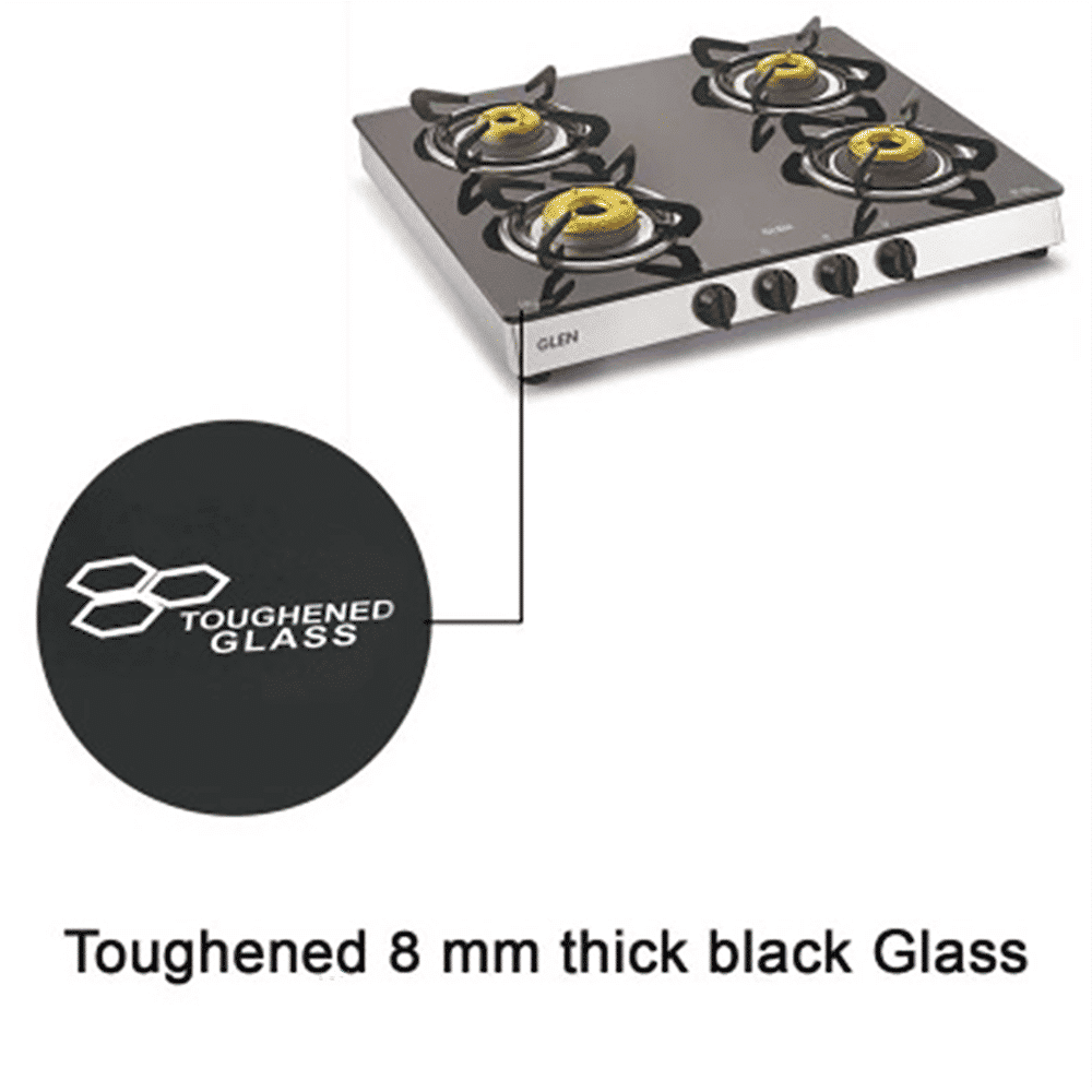 Glen 1042 GT FB Toughened Glass Top 4 Burner Manual Gas Stove (360 Degree Revolving Nozzle, Silver)_13