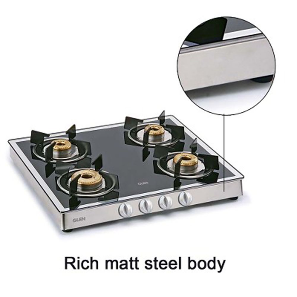 Glen 1042 GT FBM Toughened Glass Top 4 Burner Manual Gas Stove (360 Degree Revolving Nozzle, Silver)_8