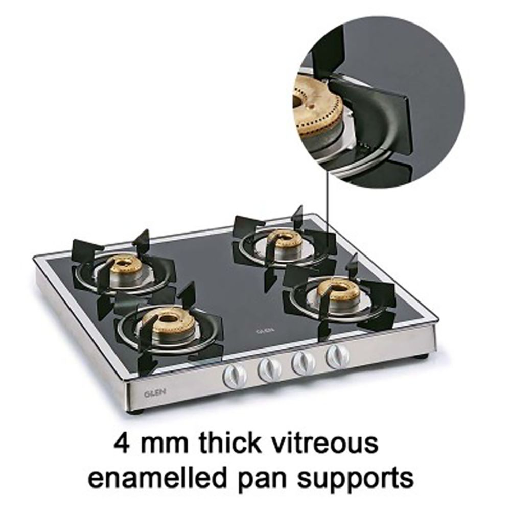 Glen 1042 GT FBM Toughened Glass Top 4 Burner Manual Gas Stove (360 Degree Revolving Nozzle, Silver)_10