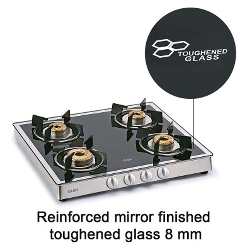 Glen 1042 GT FBM Toughened Glass Top 4 Burner Manual Gas Stove (360 Degree Revolving Nozzle, Silver)_11
