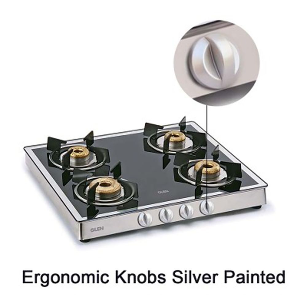 Glen 1042 GT FBM Toughened Glass Top 4 Burner Manual Gas Stove (360 Degree Revolving Nozzle, Silver)_12