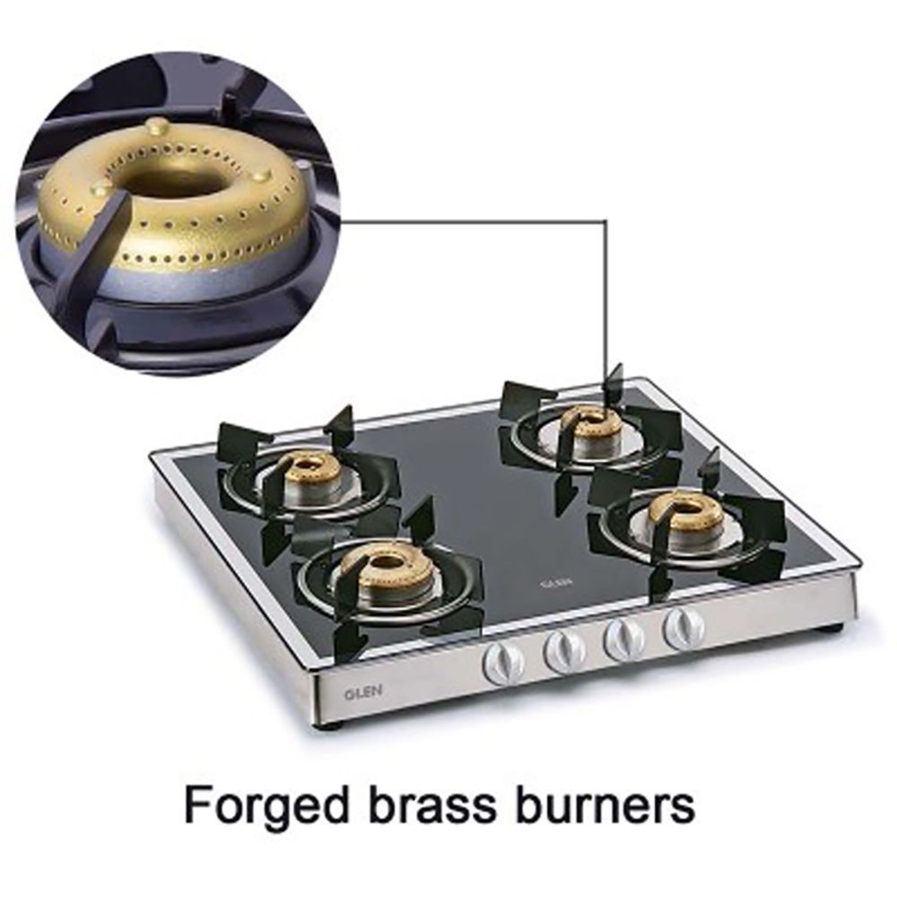 Glen 1042 GT FBM Toughened Glass Top 4 Burner Manual Gas Stove (360 Degree Revolving Nozzle, Silver)_13