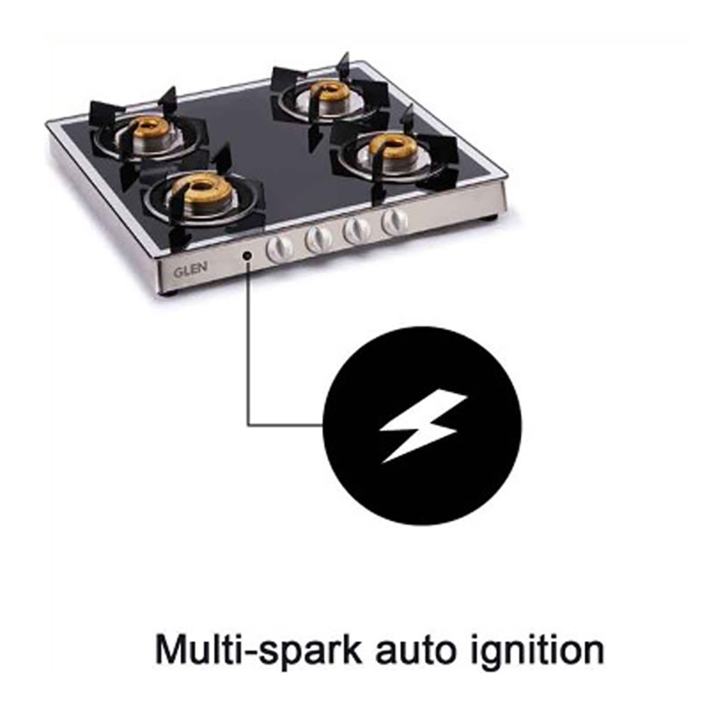 Glen 1042GT FBMAI Toughened Glass Top 4 Burner Automatic Electric Gas Stove (360 Degree Revolving Nozzle, Silver)_7