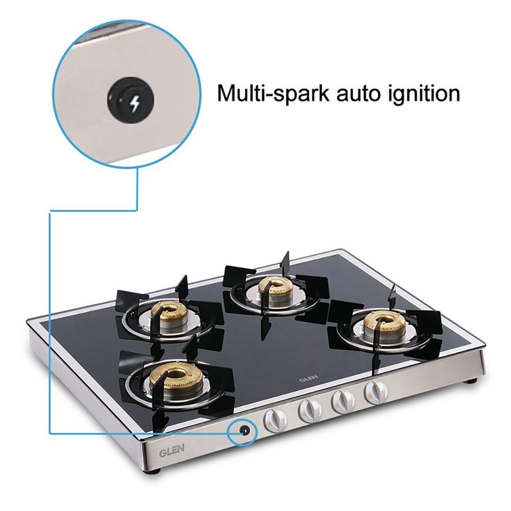 Glen 1048GT FBMAI Toughened Glass Top 4 Burner Automatic Gas Stove (360 Degree Revolving Nozzle, Black/Silver)_10