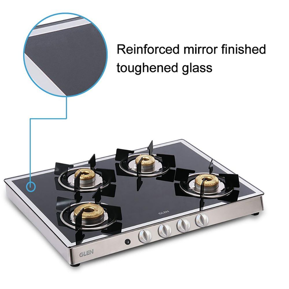 Glen 1048GT FBMAI Toughened Glass Top 4 Burner Automatic Gas Stove (360 Degree Revolving Nozzle, Black/Silver)_12