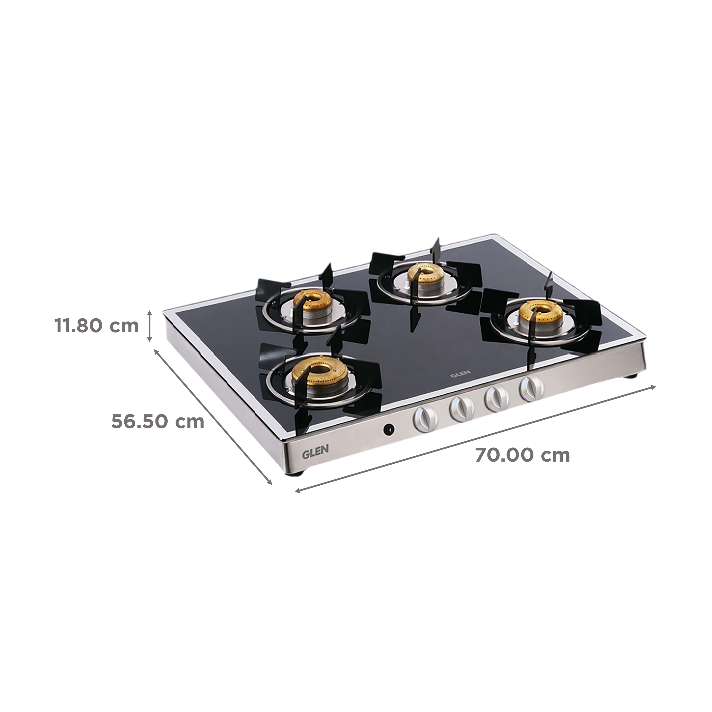 Glen 1048GT FBMAI Toughened Glass Top 4 Burner Automatic Gas Stove (360 Degree Revolving Nozzle, Black/Silver)_2