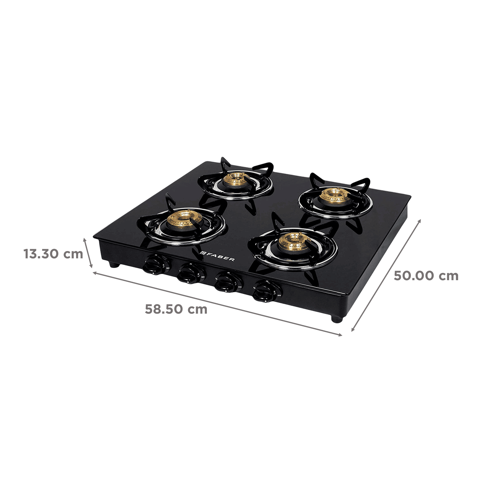FABER Grand Toughened Glass Top 4 Burner Manual Gas Stove (Powder Coating Round Pan Support, Black)_2