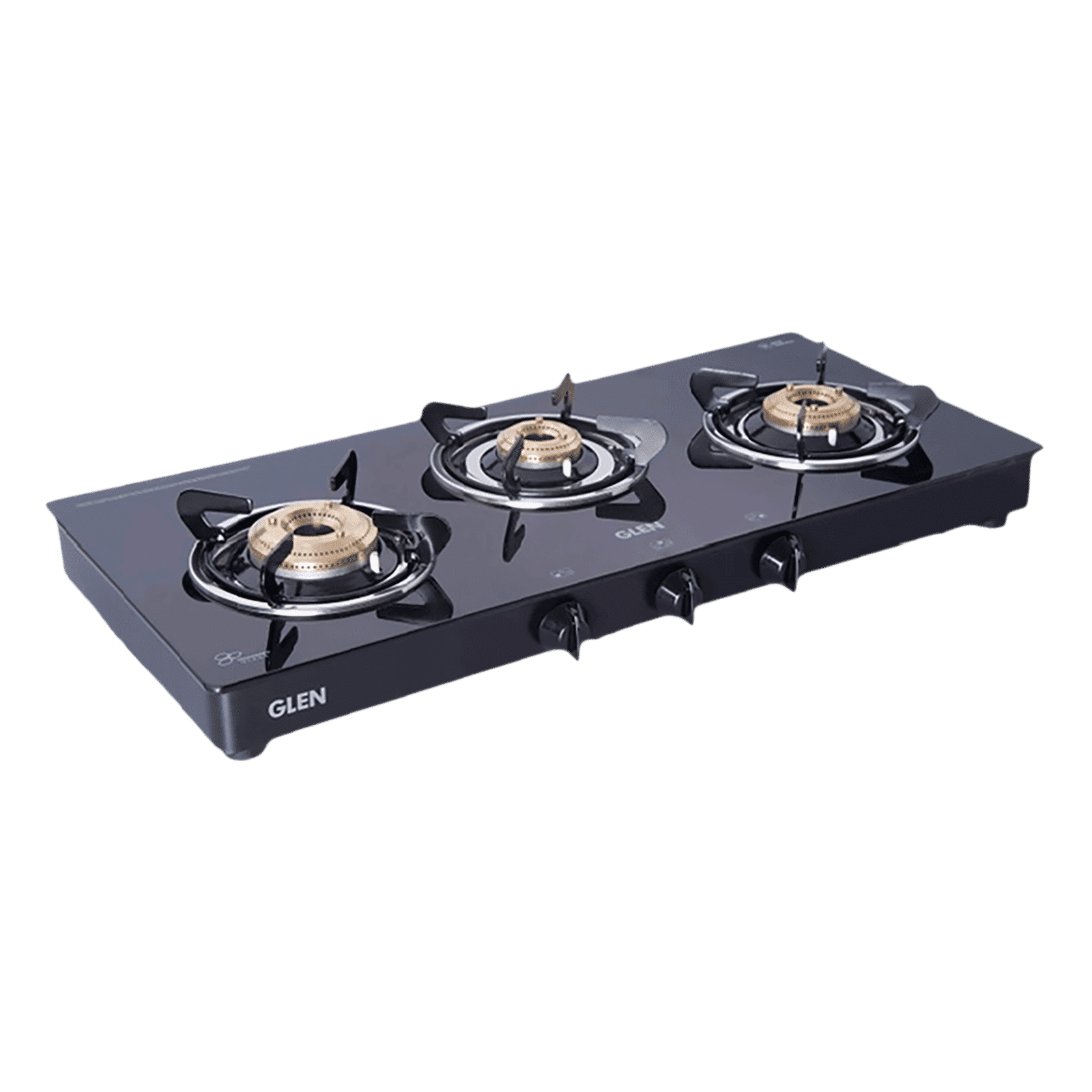 Glen 1033 GT BB BL Toughened Glass Top 3 Burner Manual Gas Stove (Scratch & Stain Resistant, Black)_1