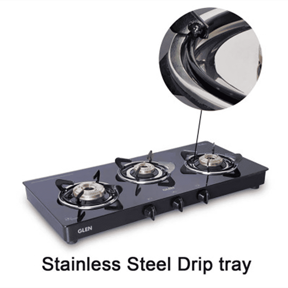 Glen 1033 GT BB BL Toughened Glass Top 3 Burner Manual Gas Stove (Scratch & Stain Resistant, Black)_8