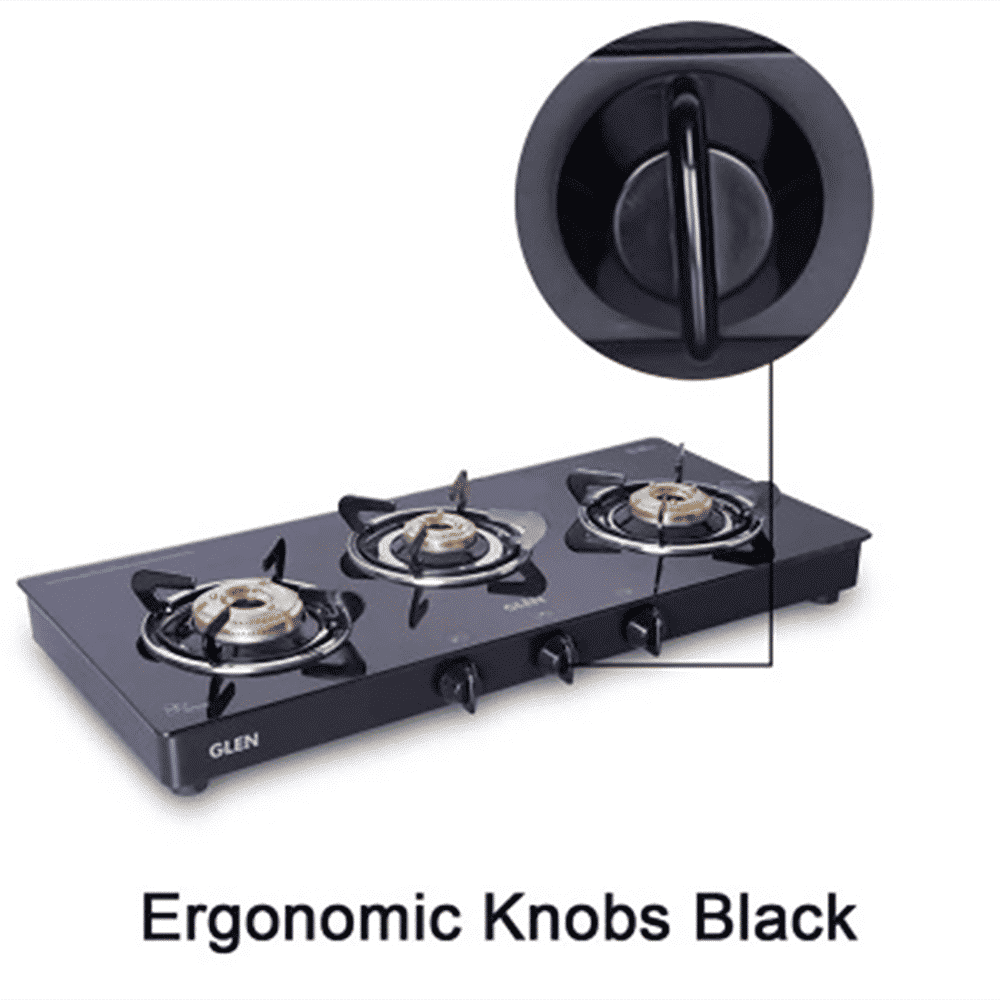 Glen 1033 GT BB BL Toughened Glass Top 3 Burner Manual Gas Stove (Scratch & Stain Resistant, Black)_9
