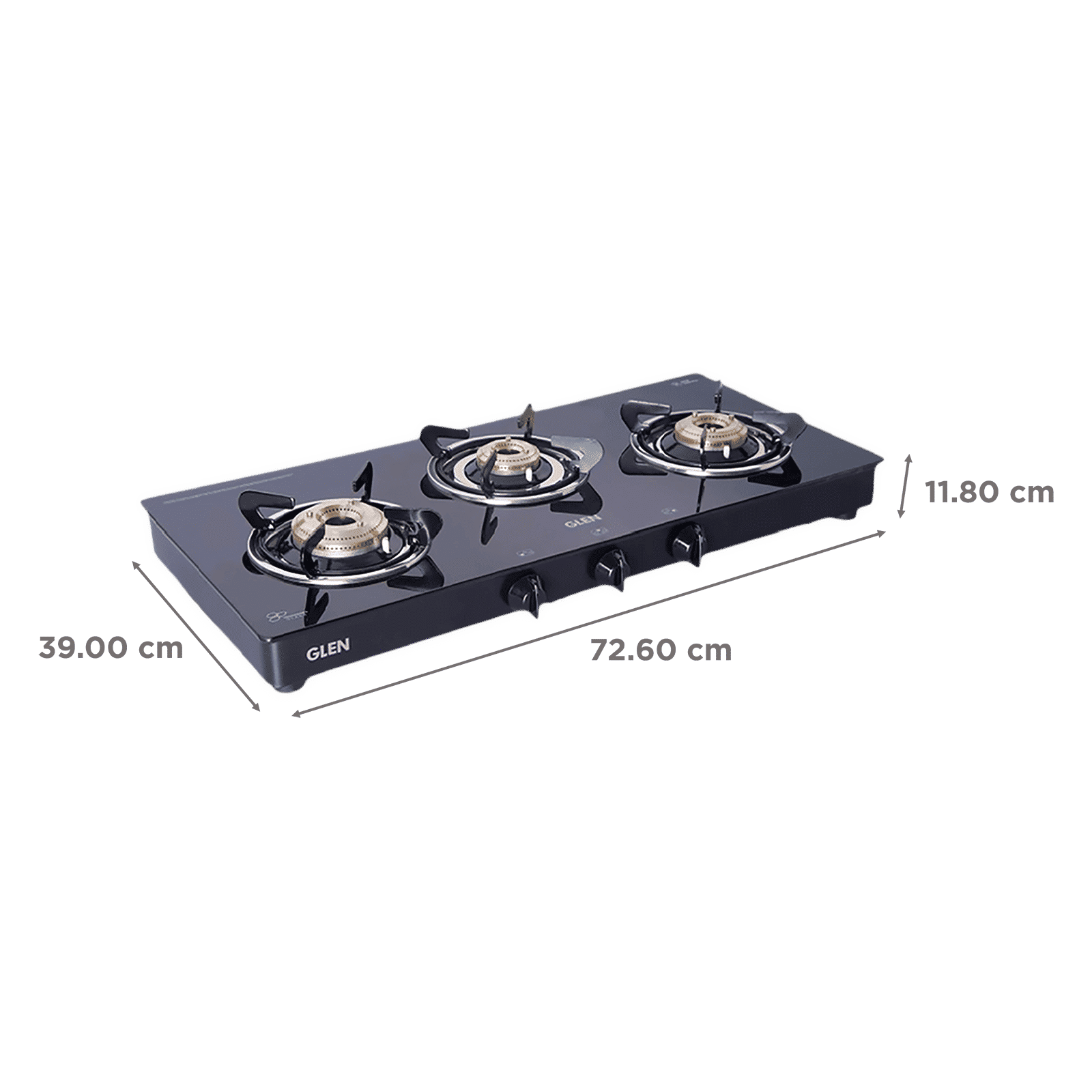 Glen 1033 GT BB BL Toughened Glass Top 3 Burner Manual Gas Stove (Scratch & Stain Resistant, Black)_2