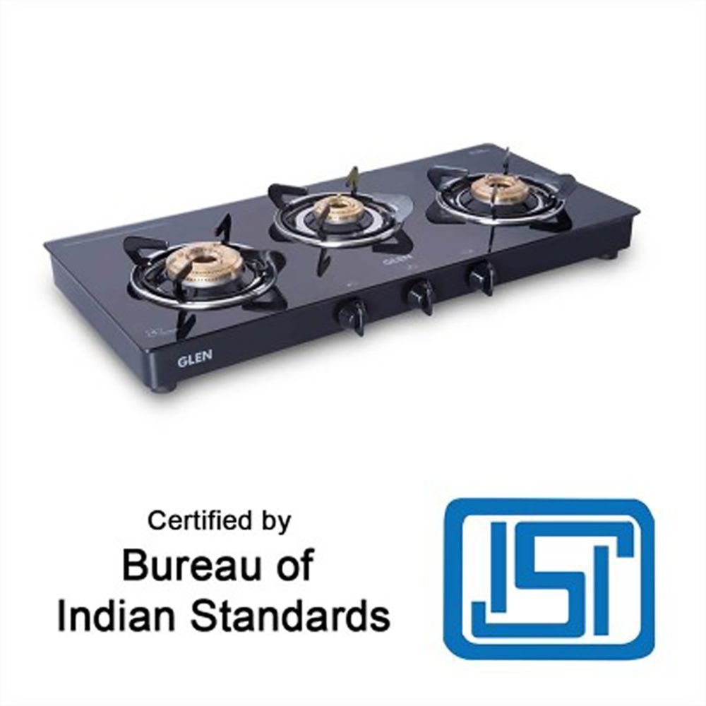 Glen 1033 GT BB BL Toughened Glass Top 3 Burner Manual Gas Stove (Scratch & Stain Resistant, Black)_6
