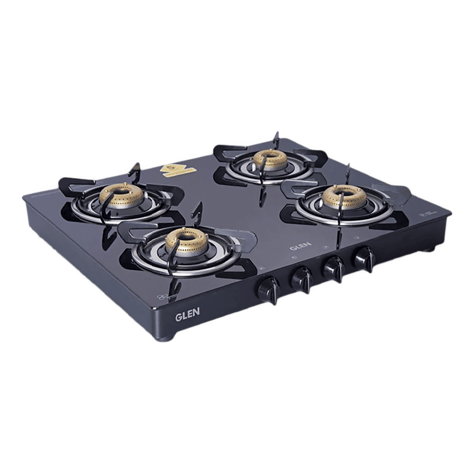 Glen 1041 GT FB BL Toughened Glass Top 4 Burner Manual Gas Stove (Scratch & Stain Resistant, Black)_1