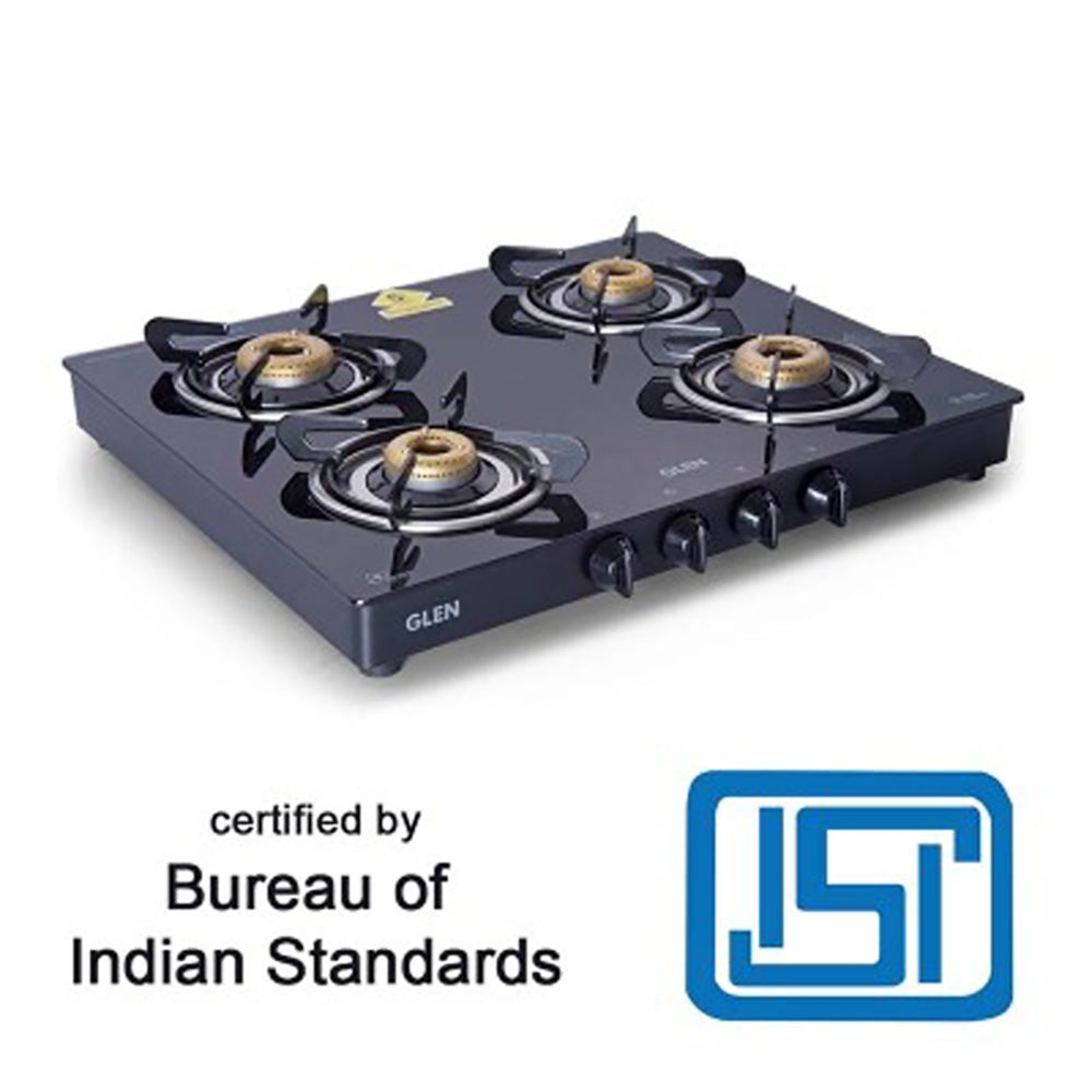 Glen 1041 GT FB BL Toughened Glass Top 4 Burner Manual Gas Stove (Scratch & Stain Resistant, Black)_6