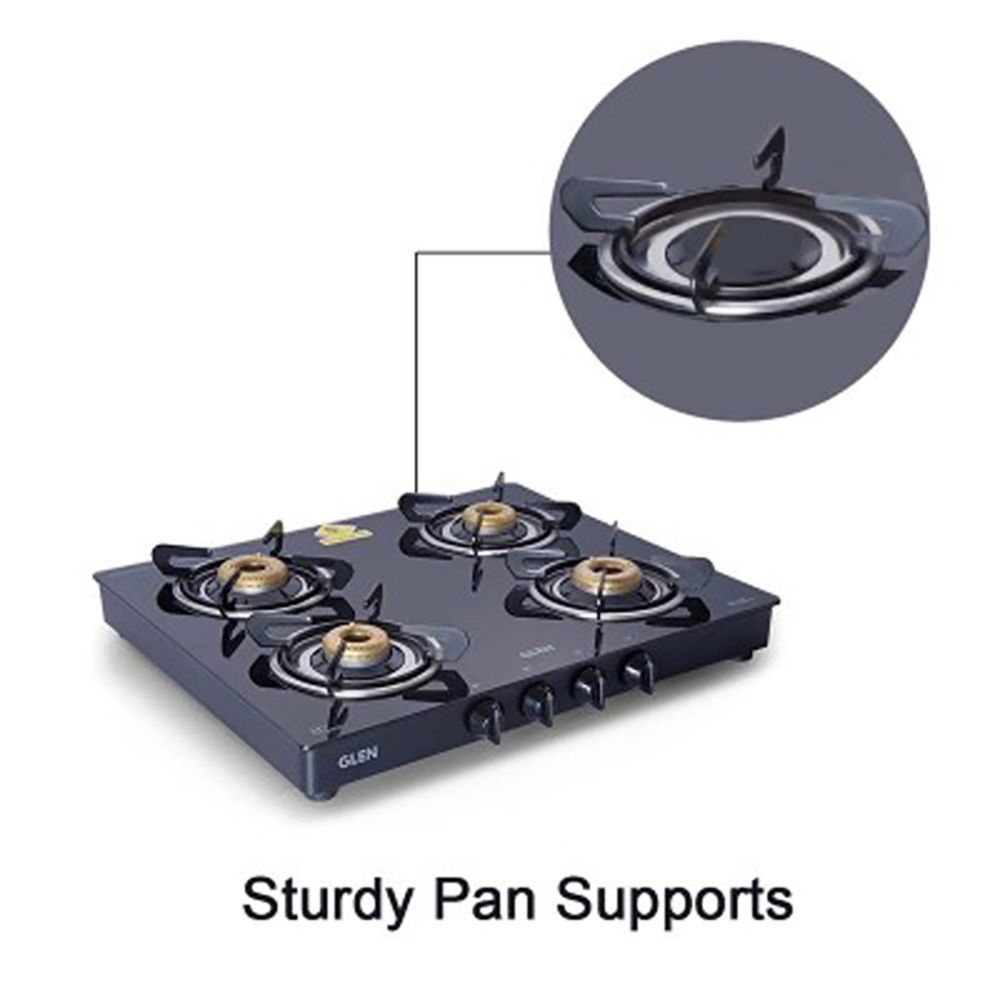 Glen 1041 GT FB BL Toughened Glass Top 4 Burner Manual Gas Stove (Scratch & Stain Resistant, Black)_8