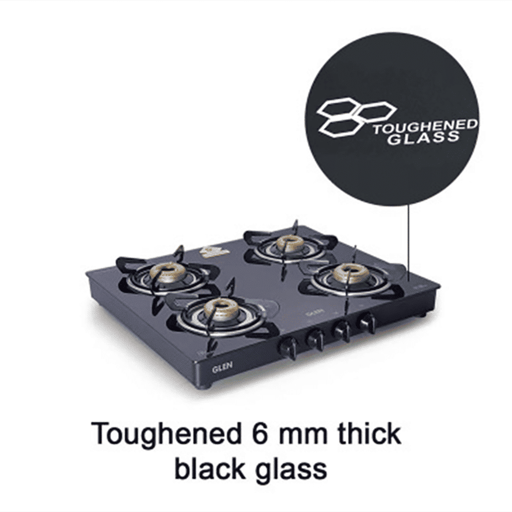 Glen 1041 GT FB BL Toughened Glass Top 4 Burner Manual Gas Stove (Scratch & Stain Resistant, Black)_9