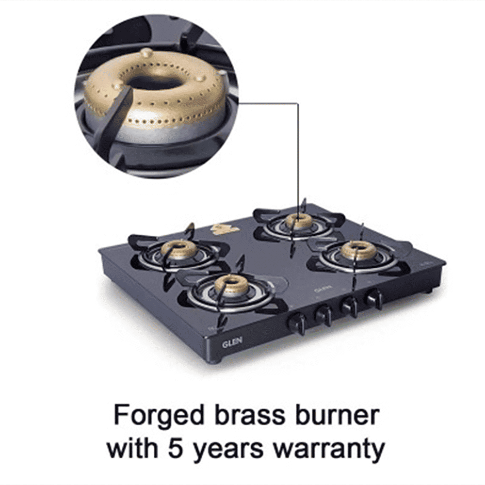Glen 1041 GT FB BL Toughened Glass Top 4 Burner Manual Gas Stove (Scratch & Stain Resistant, Black)_11