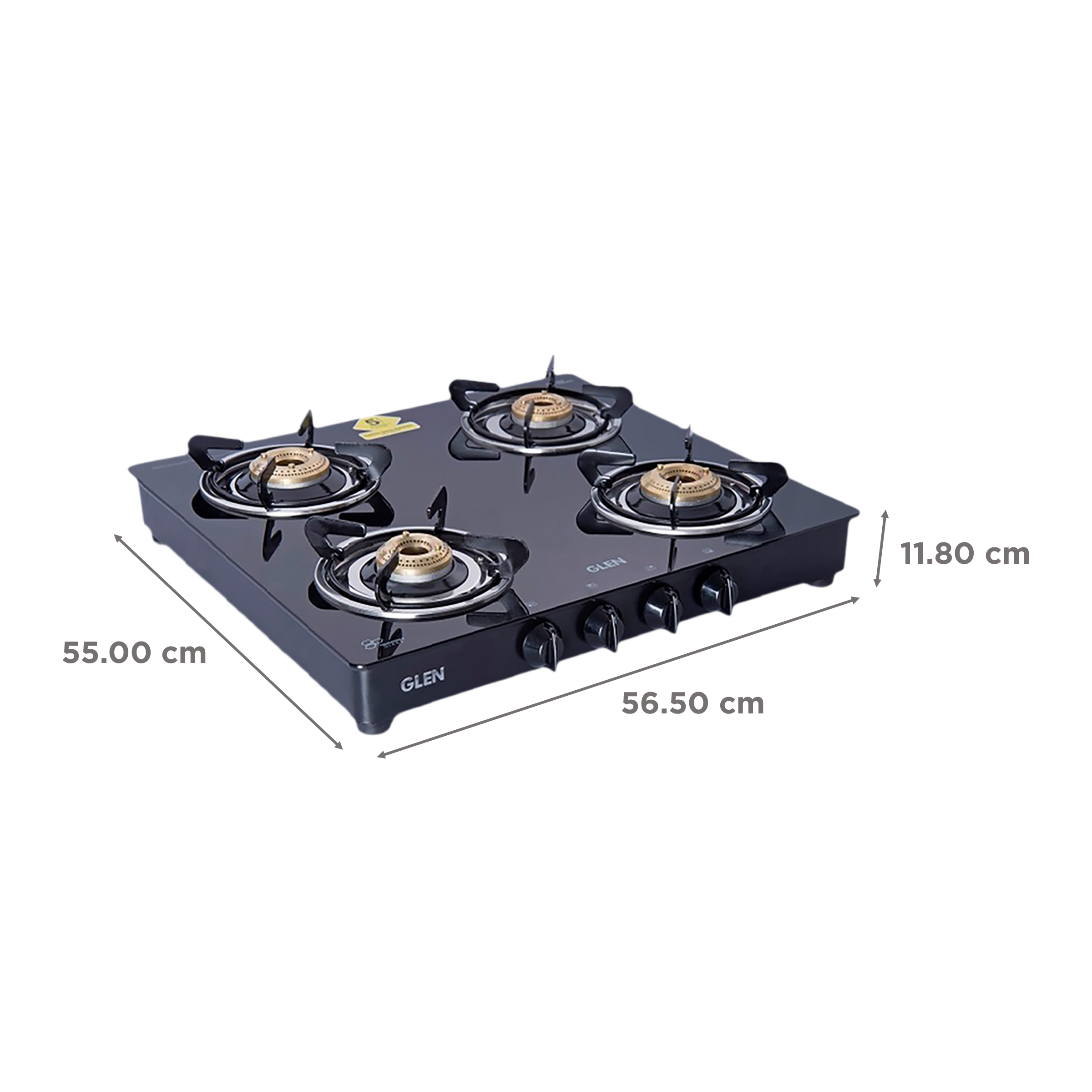 Glen 1041 GT FB BL Toughened Glass Top 4 Burner Manual Gas Stove (Scratch & Stain Resistant, Black)_2
