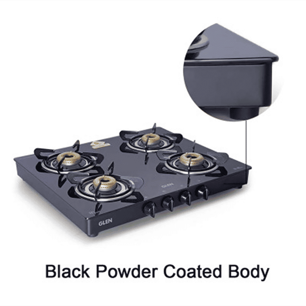 Glen 1041 GT FB BL Toughened Glass Top 4 Burner Manual Gas Stove (Scratch & Stain Resistant, Black)_13