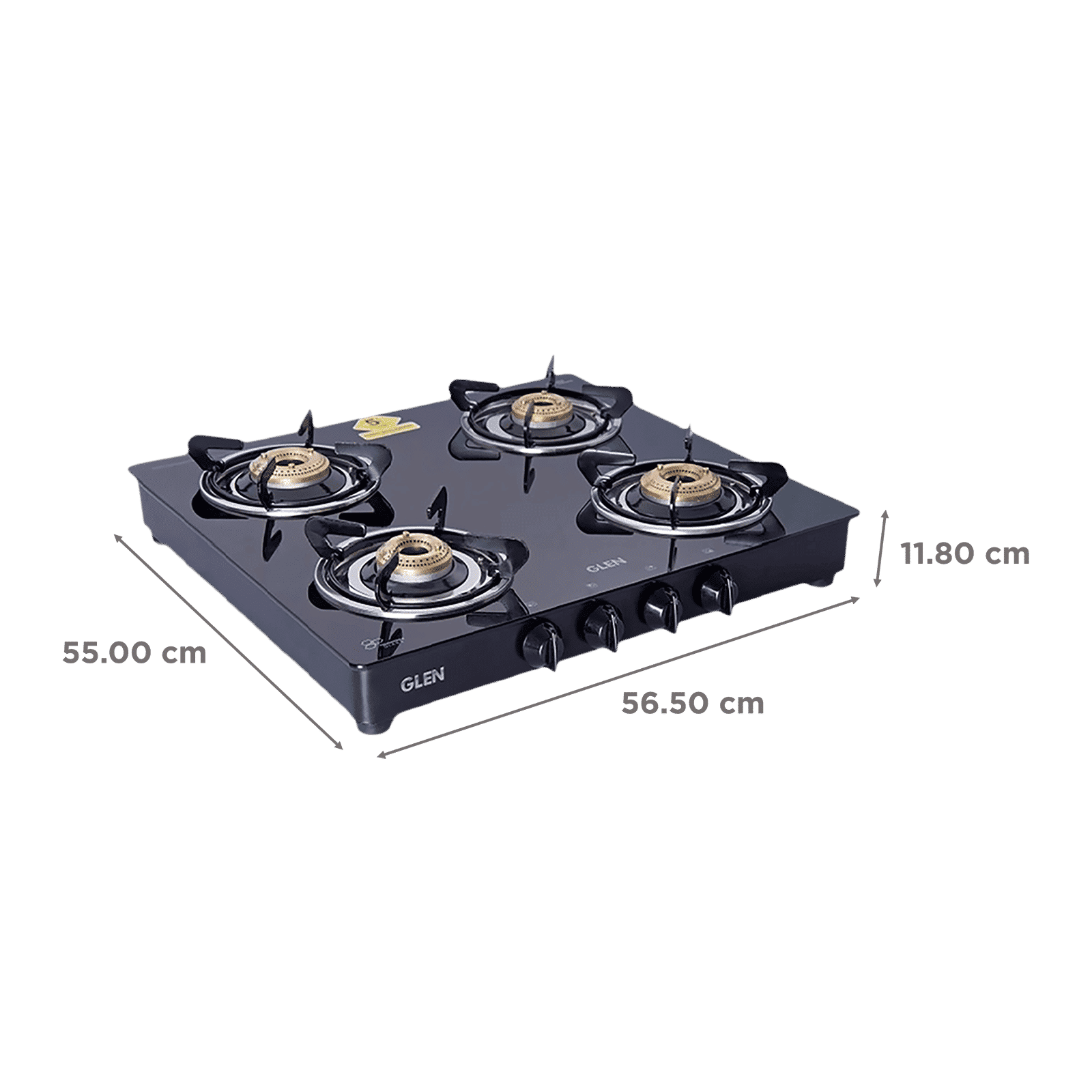 Glen 1043 GT BB BL Toughened Glass Top 4 Burner Manual Gas Stove (Scratch & Stain Resistant, Black) Glen 1043 GT BB BL Toughened Glass Top 4 Burner Manual Gas Stove (Scratch & Stain Resistant, Black)_2