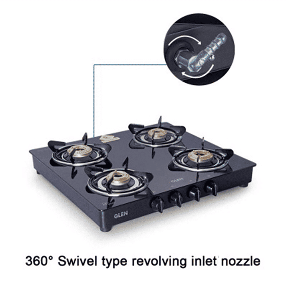 Glen 1043 GT BB BL Toughened Glass Top 4 Burner Manual Gas Stove (Scratch & Stain Resistant, Black) Glen 1043 GT BB BL Toughened Glass Top 4 Burner Manual Gas Stove (Scratch & Stain Resistant, Black)_14