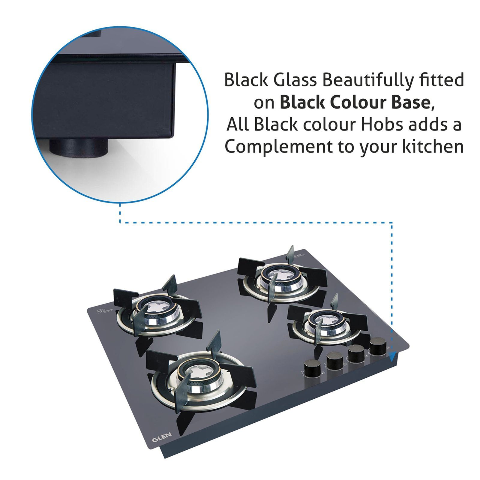 Glen 1064 RO HT DB Toughened Glass Top 4 Burner Automatic Hob (Vitreous Enamelled Pan Support, Black)_8