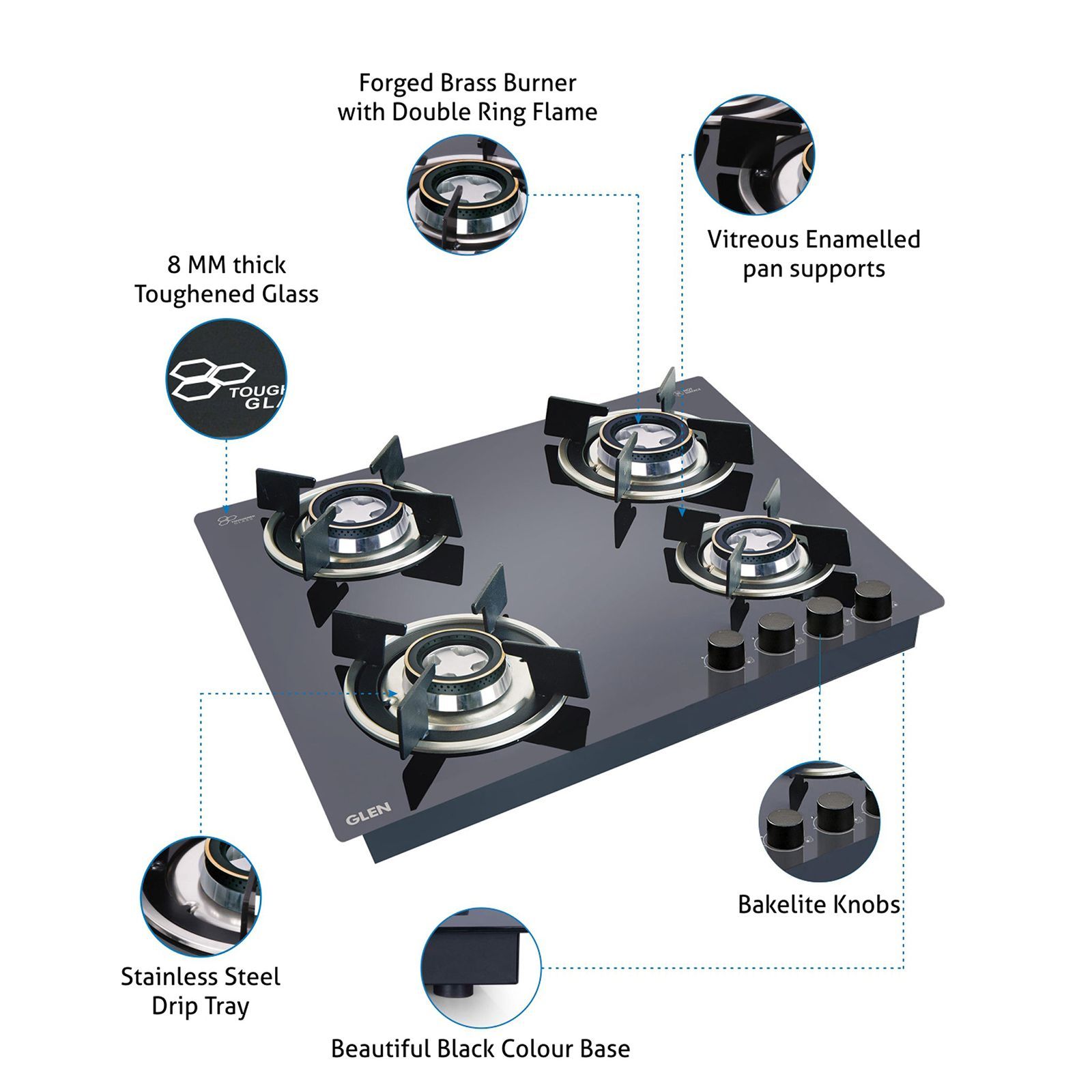 Glen 1064 RO HT DB Toughened Glass Top 4 Burner Automatic Hob (Vitreous Enamelled Pan Support, Black)_10
