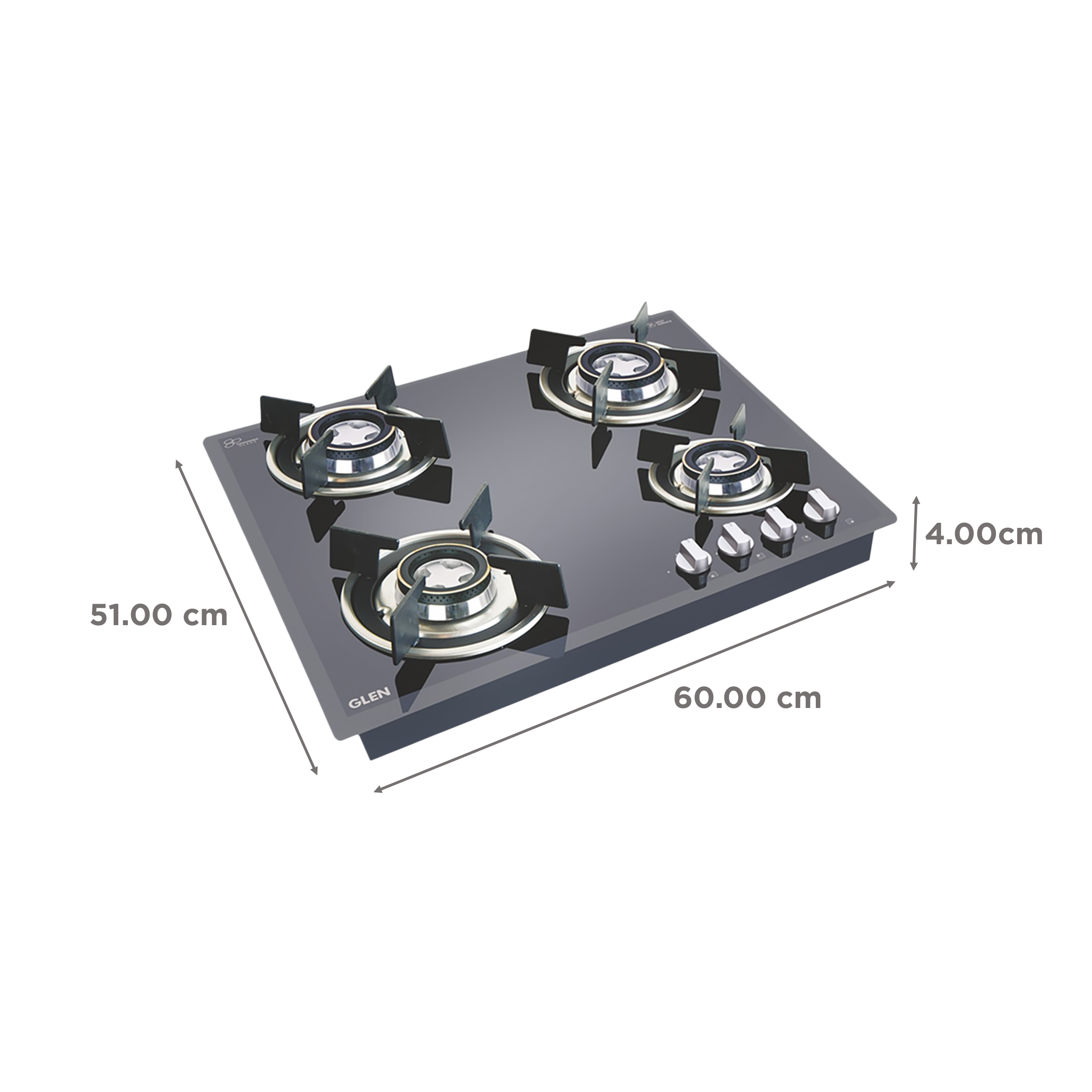 Glen 1064 RO HT DB Toughened Glass Top 4 Burner Automatic Hob (Vitreous Enamelled Pan Support, Black)_2