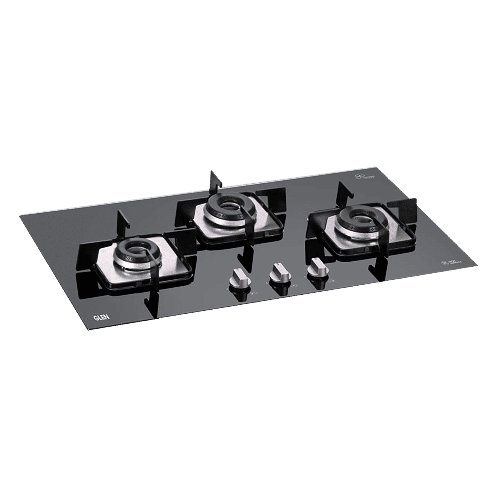 Glen 1073 SQ DB Toughened Glass Top 3 Burner Automatic Electric Hob (Scratch & Stain Resistant, Black)_1