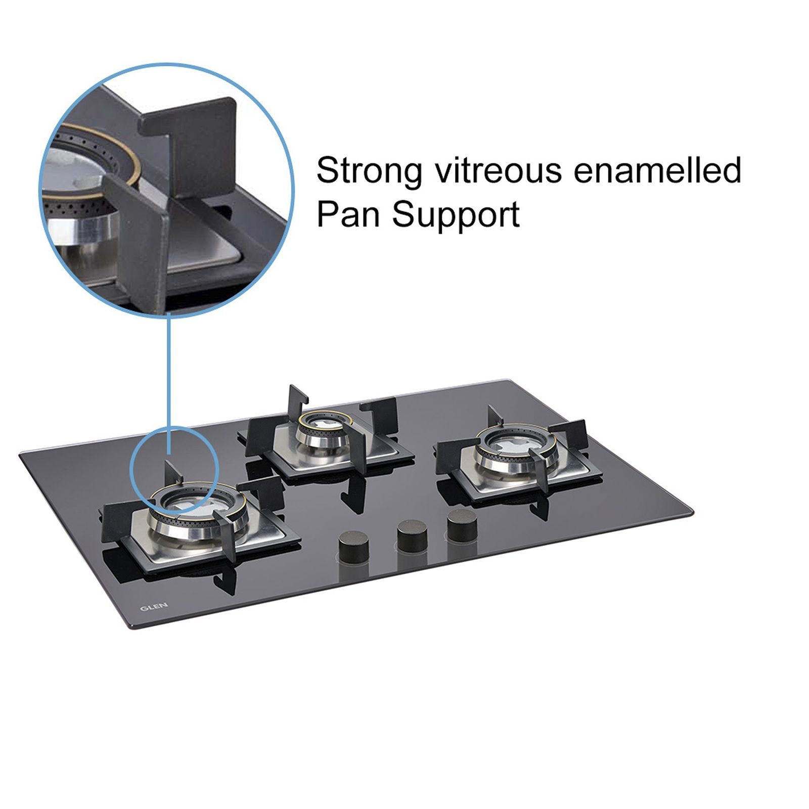 Glen 1073 SQ DB Toughened Glass Top 3 Burner Automatic Electric Hob (Scratch & Stain Resistant, Black)_8