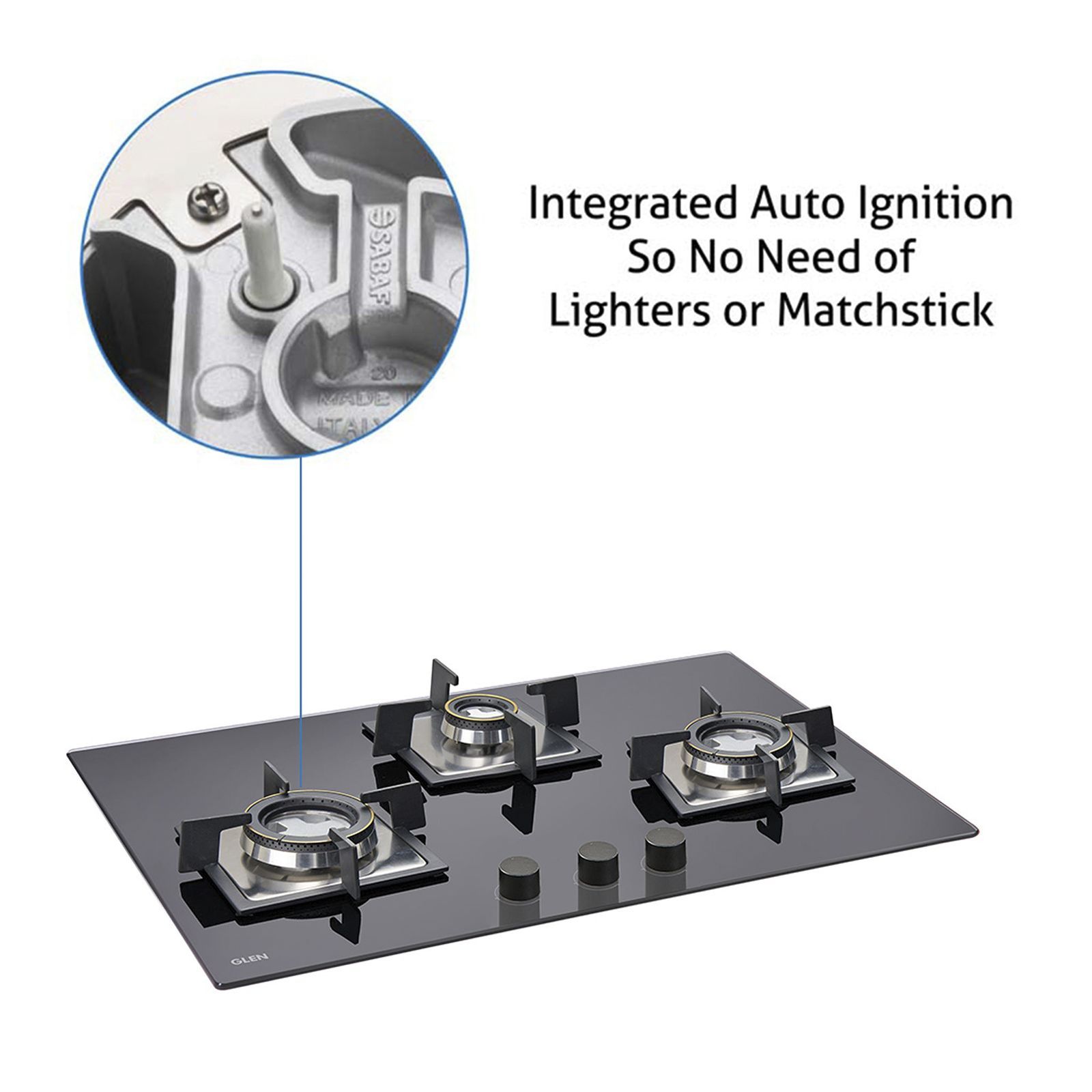 Glen 1073 SQ DB Toughened Glass Top 3 Burner Automatic Electric Hob (Scratch & Stain Resistant, Black)_9