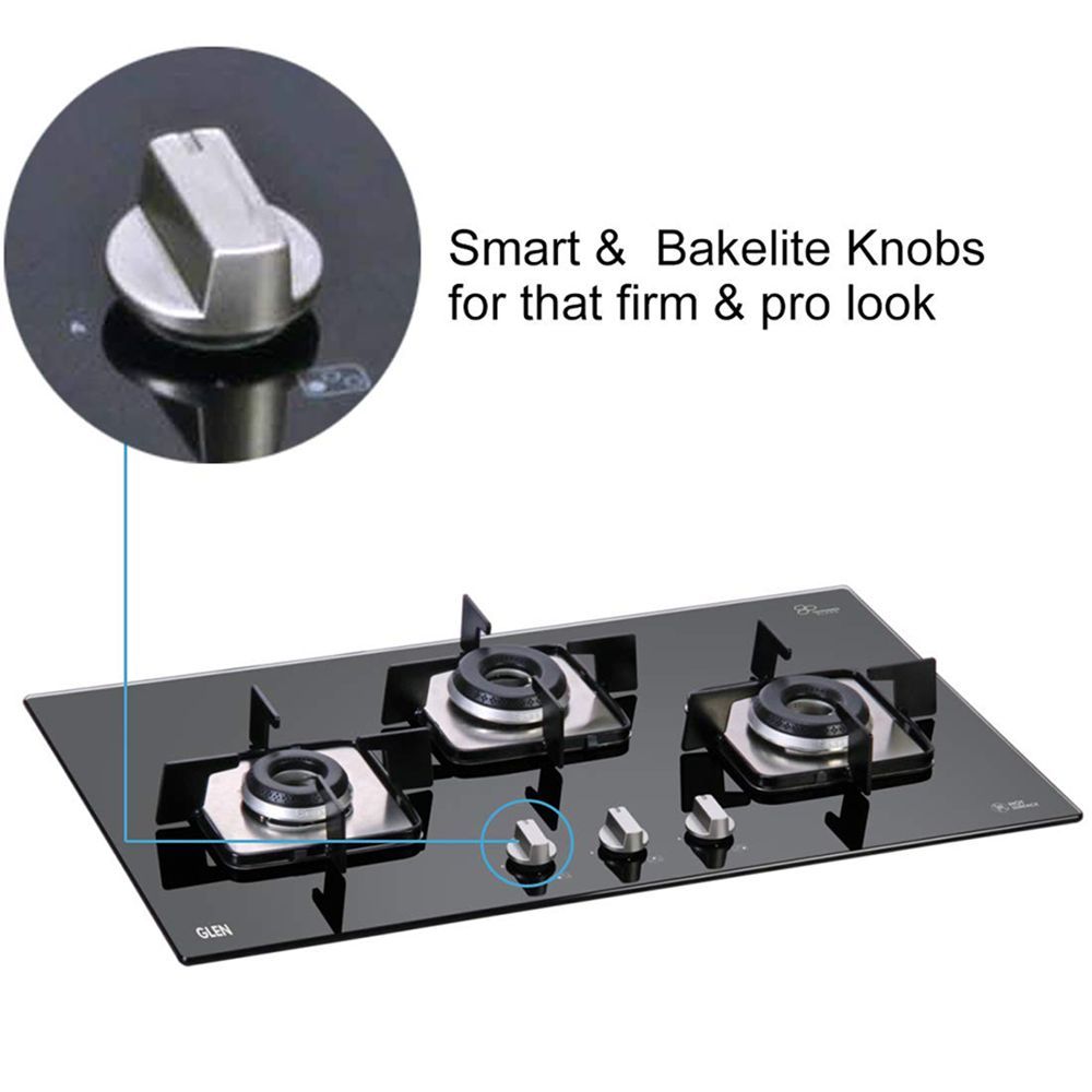 Glen 1073 SQ DB Toughened Glass Top 3 Burner Automatic Electric Hob (Scratch & Stain Resistant, Black)_13