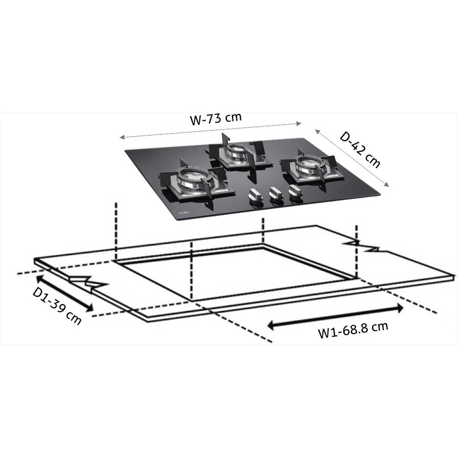 Glen 1073 SQ DB Toughened Glass Top 3 Burner Automatic Electric Hob (Scratch & Stain Resistant, Black)_15