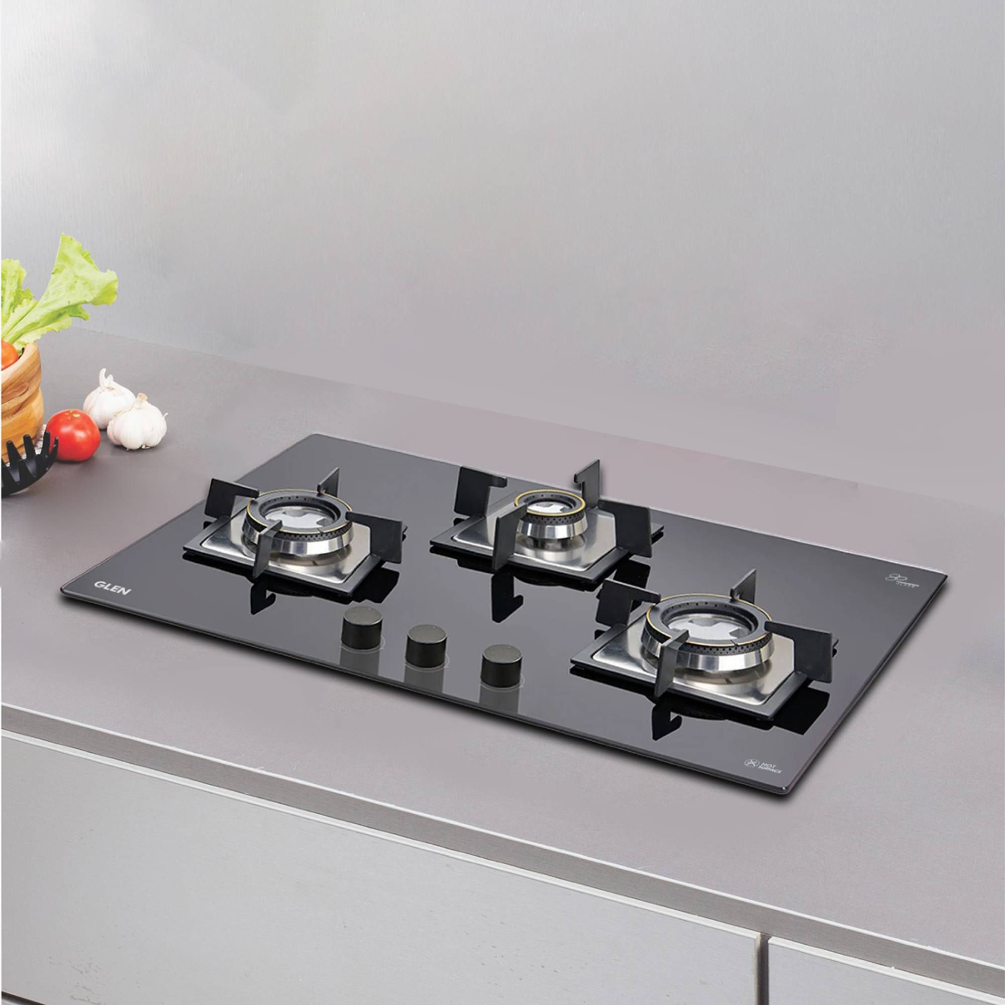 Glen 1073 SQ DB Toughened Glass Top 3 Burner Automatic Electric Hob (Scratch & Stain Resistant, Black)_4