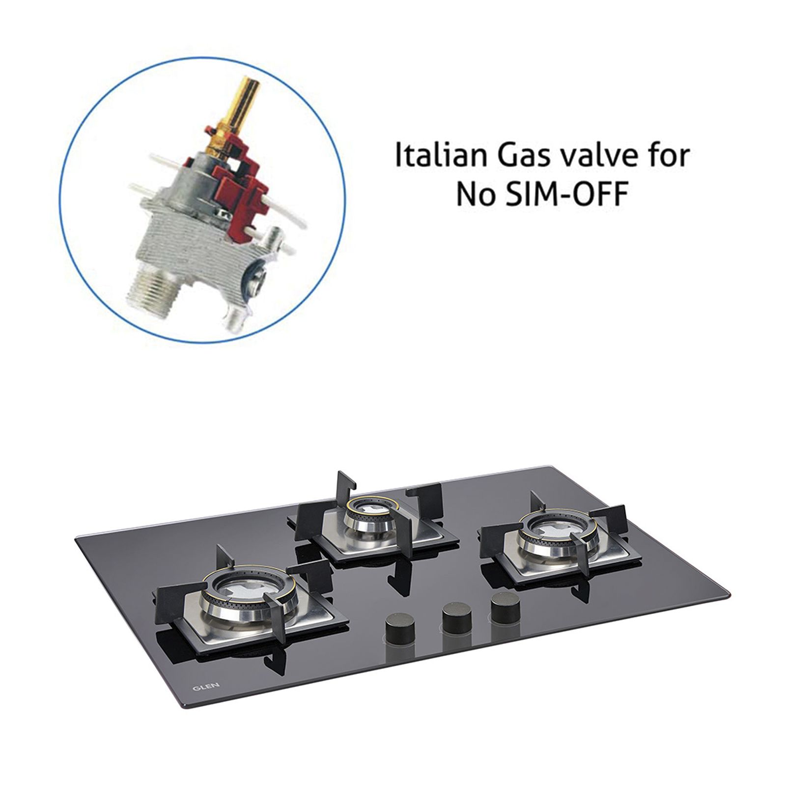 Glen 1073 SQ DB Toughened Glass Top 3 Burner Automatic Electric Hob (Scratch & Stain Resistant, Black)_6