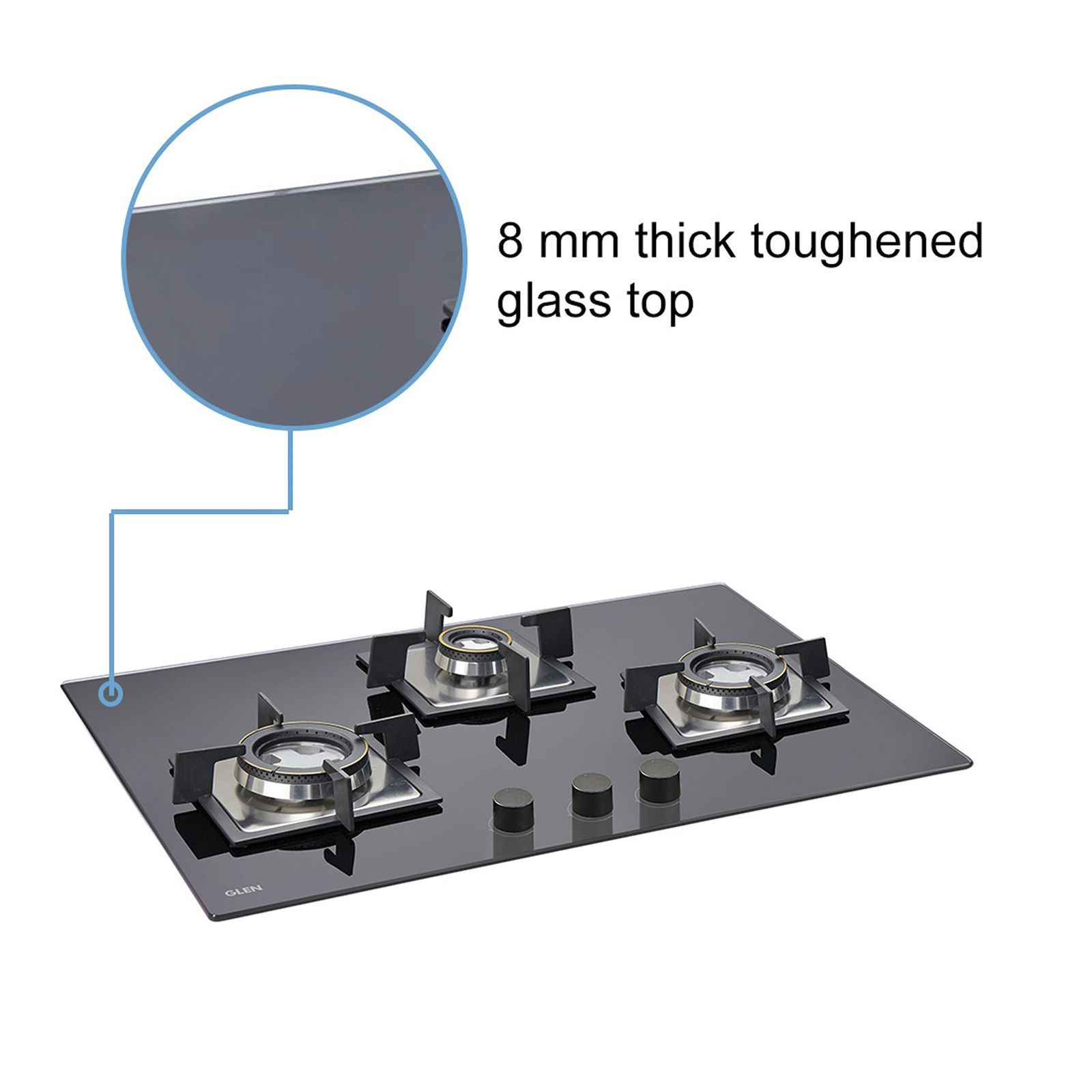 Glen 1073 SQ DB Toughened Glass Top 3 Burner Automatic Electric Hob (Scratch & Stain Resistant, Black)_7