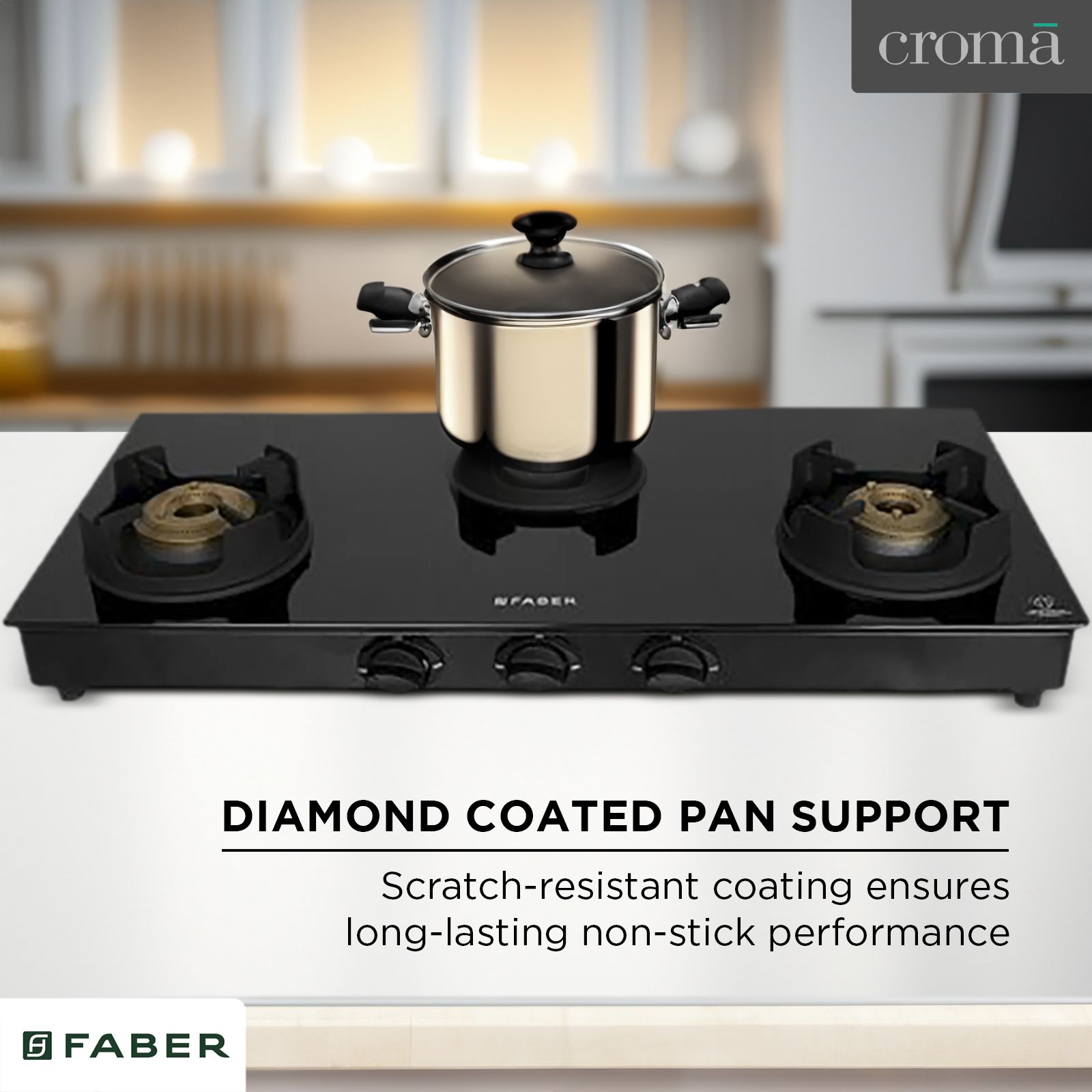 Faber Onyx 3BB BK CI Glass Top 3 Burner Manual Gas Stove (Scratch Resistance, Black)_14