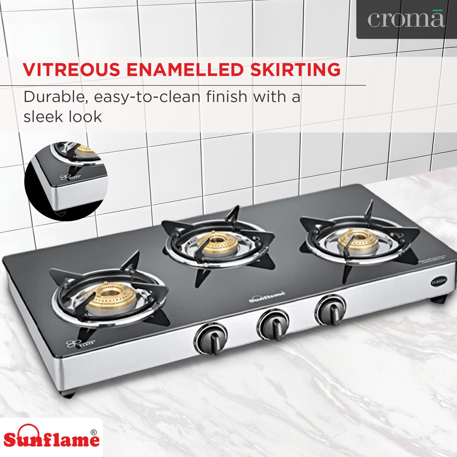 Sunflame CLASSIC 3B SS Toughened Glass Top 3 Burner Manual Gas Stove (Stainless Steel Drip Tray, Black)_11
