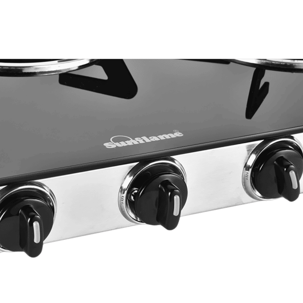 Sunflame CLASSIC 3B SS Toughened Glass Top 3 Burner Manual Gas Stove (Stainless Steel Drip Tray, Black)_5
