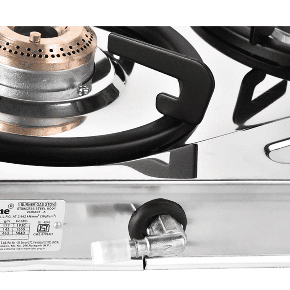 Sunflame SHAKTI STAR 3B 3 Burner Manual Gas Stove (Powder Coated Pan Support, Silver)_12