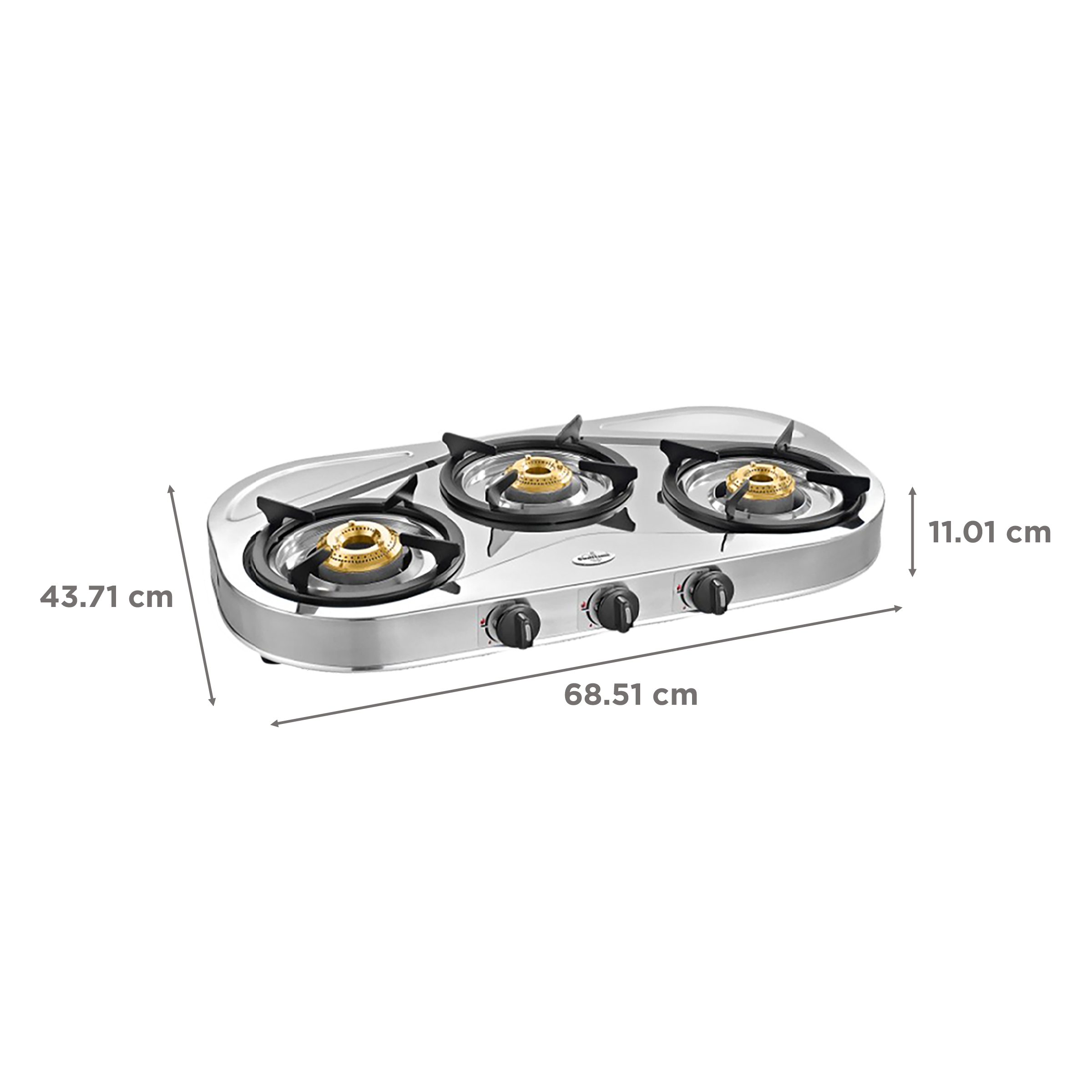 Sunflame SHAKTI STAR 3B 3 Burner Manual Gas Stove (Powder Coated Pan Support, Silver)_2