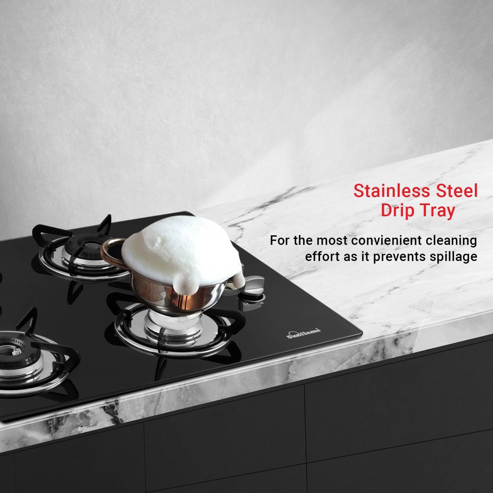 Sunflame Lotus Toughened Glass Top 4 Burner Automatic Hob (Heavy Duty Pan Support, Black)_12