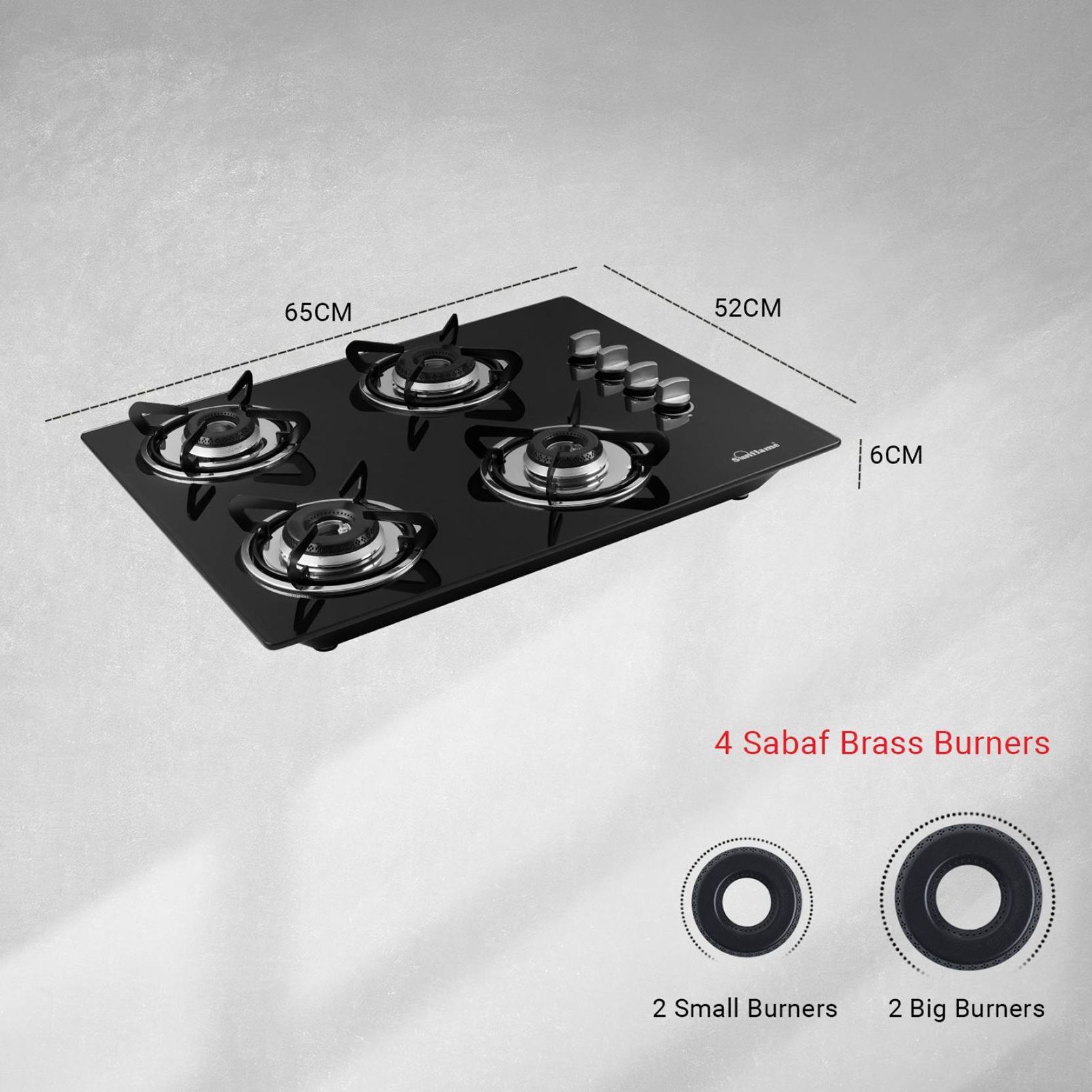 Sunflame Lotus Toughened Glass Top 4 Burner Automatic Hob (Heavy Duty Pan Support, Black)_13