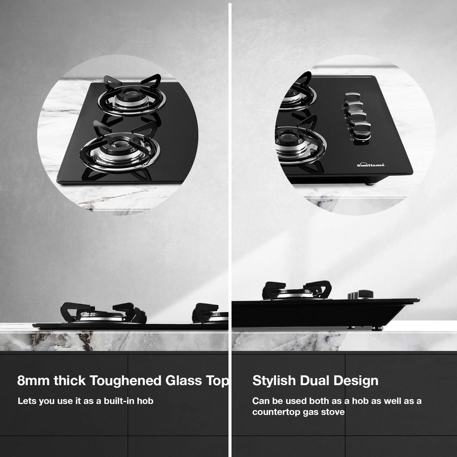 Sunflame Lotus Toughened Glass Top 4 Burner Automatic Hob (Heavy Duty Pan Support, Black)_14