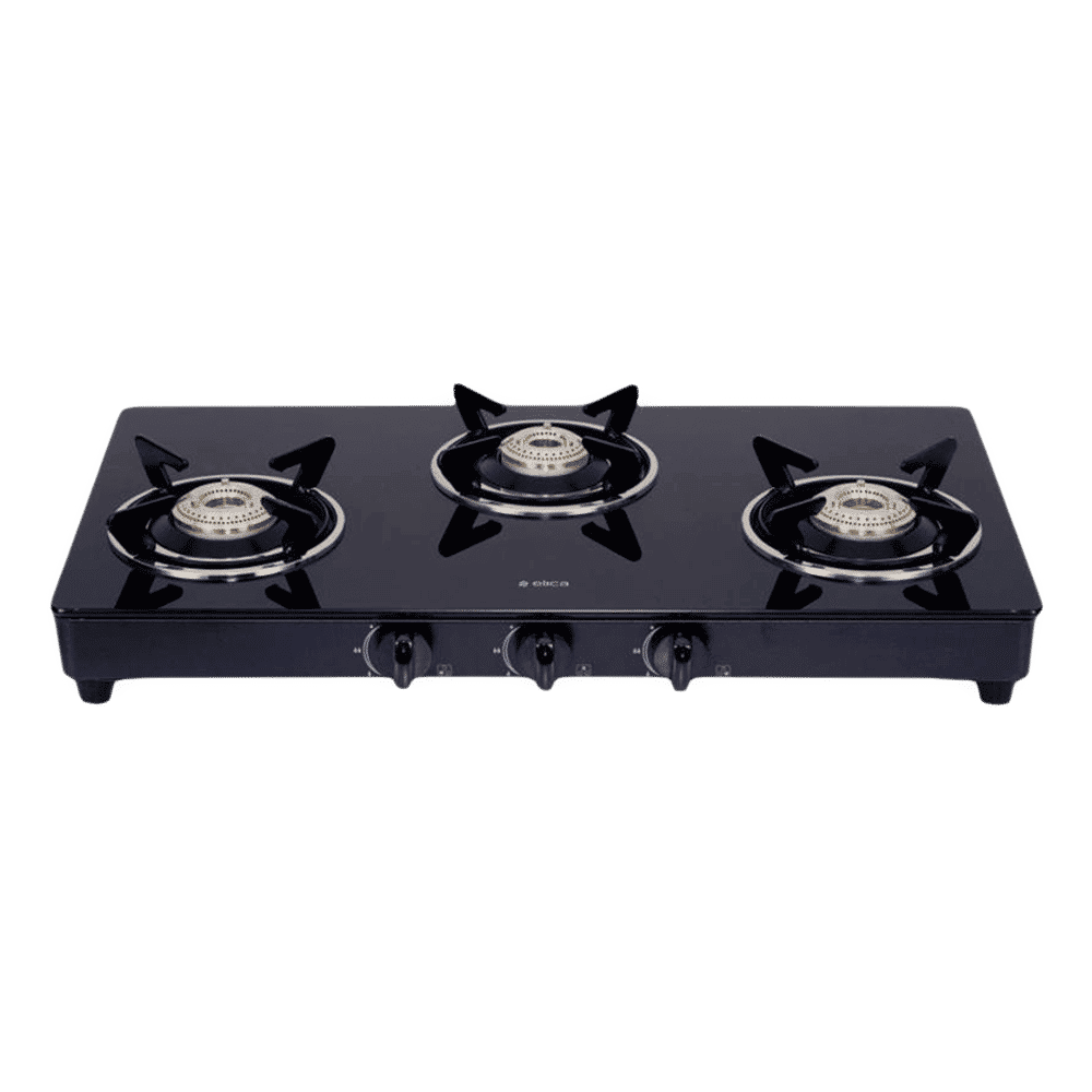 elica 703 CT VETRO BK OR SS Glass Top 3 Burner Manual Gas Stove (ISI Certified, Black)_1
