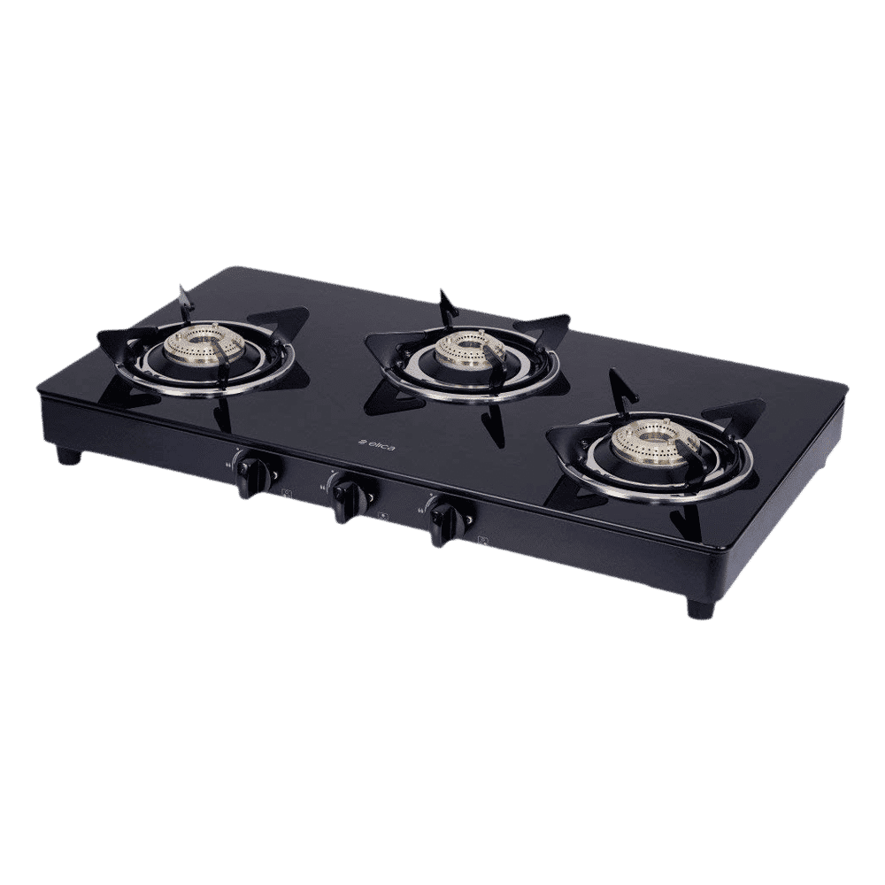 Elica 703 CT VETRO SS Toughened Glass Top 3 Burner Manual Gas Stove (Round Euro Coated Grid, Black)_9