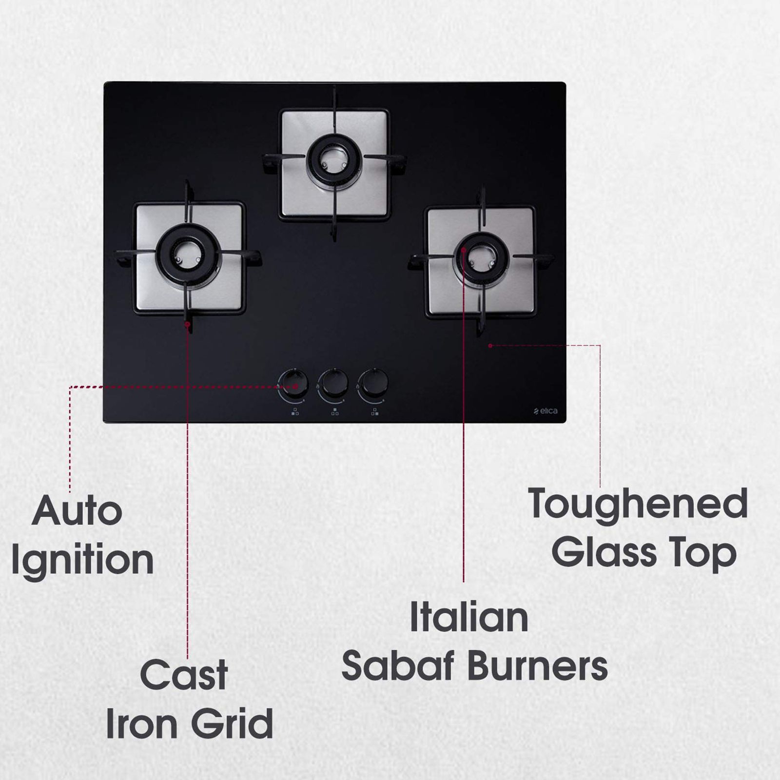 Elica FLEXI HCT 375 DX LOTUS BK Toughened Glass Top 3 Burner Automatic Electric Hob (Cast Iron Grid, Black)_10